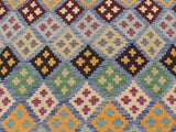 handmade Geometric Kilim Blue Beige Hand-Woven RECTANGLE 100% WOOL area rug 6x8