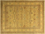 Turkish Knotted Istanbul Veroniqu Gold/ Gold Wool Rug - 10'2'' x 14'3''