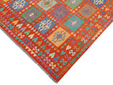 handmade Geometric Kilim Rust Blue Hand-Woven RECTANGLE 100% WOOL area rug 8x10