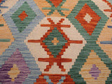 handmade Geometric Kilim Blue Gray Hand-Woven RECTANGLE 100% WOOL area rug 8x10