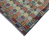 handmade Geometric Kilim Green Blue Hand-Woven RECTANGLE 100% WOOL area rug 9x11