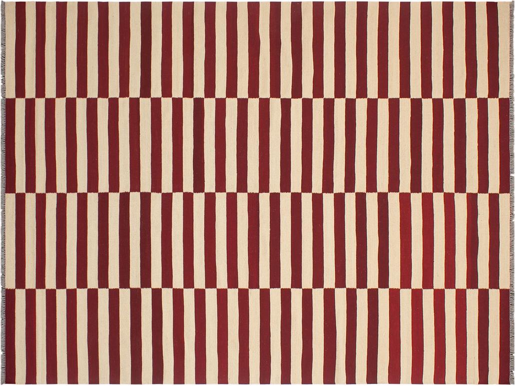 handmade Geometric Kilim Beige Red Hand-Woven RECTANGLE 100% WOOL area rug 7x10