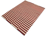 handmade Geometric Kilim Beige Red Hand-Woven RECTANGLE 100% WOOL area rug 7x10