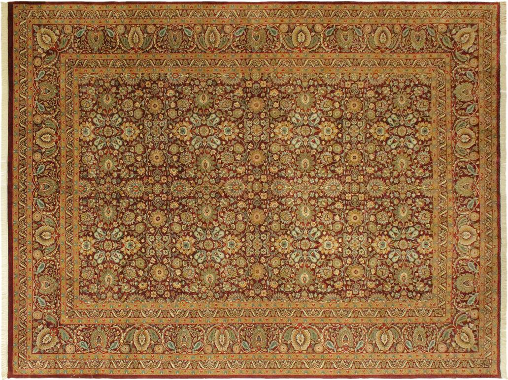 handmade Traditional New Asif Aubergine Beige Hand Knotted RECTANGLE 100% WOOL area rug 10x14