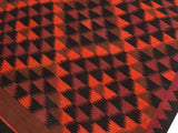 handmade Geometric Kilim Red Orange Hand-Woven RUNNER 100% WOOL area rug