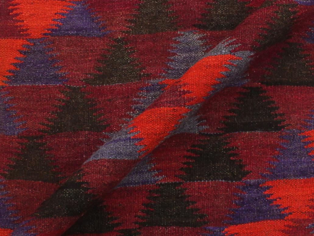 handmade Geometric Kilim Burgundy Rust Hand-Woven RUNNER 100% WOOL area rug