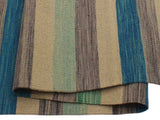 handmade Geometric Kilim Blue Beige Hand-Woven RECTANGLE 100% WOOL area rug 6x10