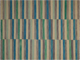 Abstract Turkish Kilim Launa Blue/Beige Wool Rug - 6'5'' x 9'7''
