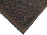 handmade Geometric Kilim Black Brown Hand-Woven RECTANGLE 100% WOOL area rug 5x6