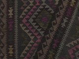 handmade Geometric Kilim Black Purple Hand-Woven RECTANGLE 100% WOOL area rug 5x6