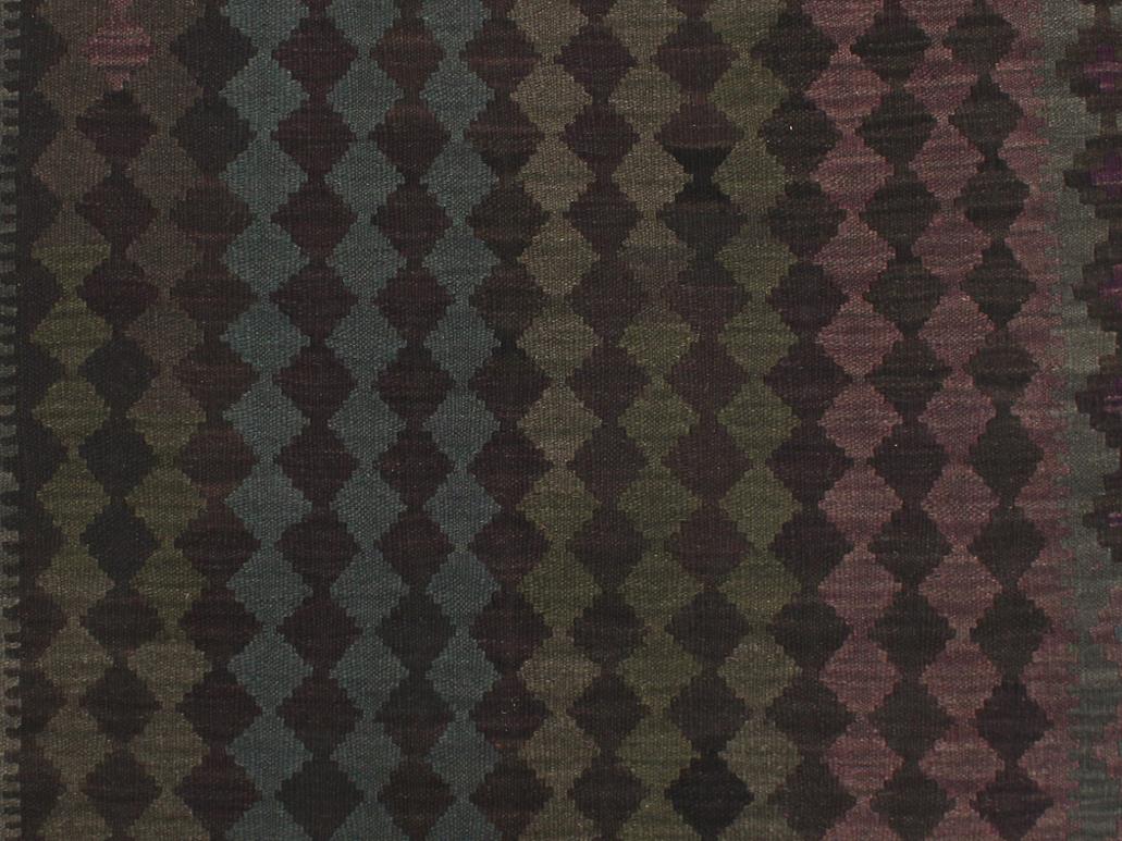 handmade Geometric Kilim Black Green Hand-Woven RECTANGLE 100% WOOL area rug 5x6