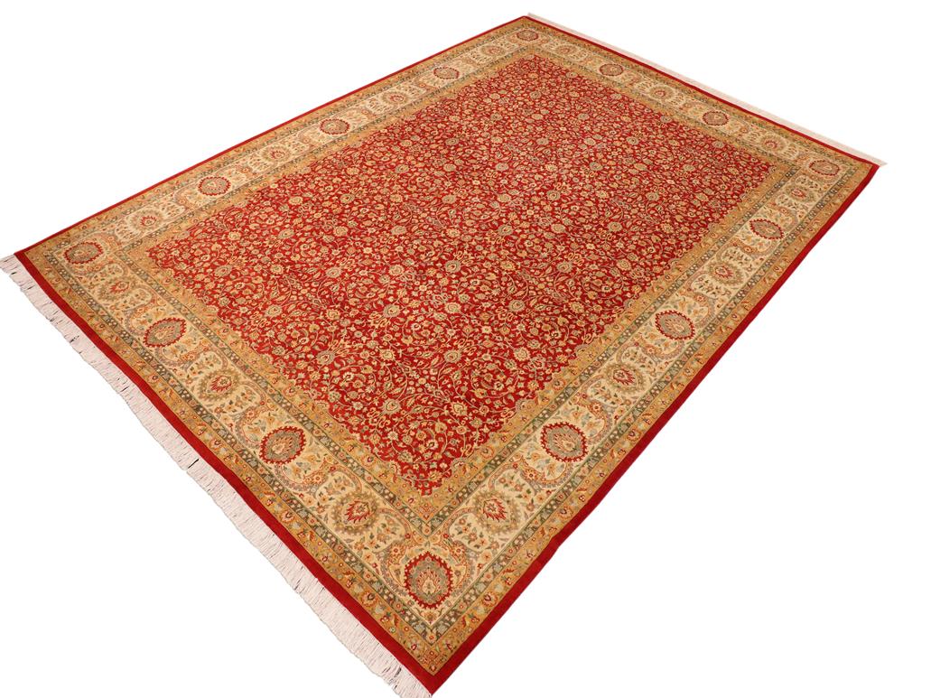 handmade Traditional  Red Beige Hand Knotted RECTANGLE 100% WOOL area rug 10x14