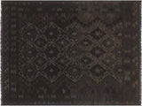 Navaho Turkish Kilim Crystle Black/Gray Wool Rug - 5'5'' x 7'9''