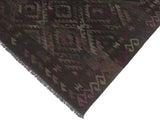 handmade Geometric Kilim Black Brown Hand-Woven RECTANGLE 100% WOOL area rug 6x8