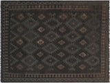 Navaho Turkish Kilim Loma Blue/Brown Wool Rug - 6'4'' x 9'7''