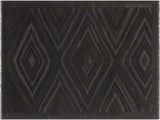 Abstract Turkish Kilim Jon Black/Blue Wool Rug - 5'6'' x 8'2''