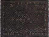 handmade Geometric Kilim Black Blue Hand-Woven RECTANGLE 100% WOOL area rug 6x10