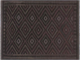 Bohemian Turkish Kilim Halley Black/Blue Wool Rug - 6'1'' x 8'3''