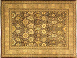 Turkish Knotted Istanbul Tempie Brown/Tan Wool Rug - 10'4'' x 14'5''