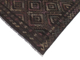 handmade Geometric Kilim Black Brown Hand-Woven RECTANGLE 100% WOOL area rug 5x8