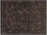 Retro Turkish Kilim Hollie Black/Brown Wool Rug - 5'5'' x 8'2''