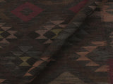 handmade Geometric Kilim Charcoal Brown Hand-Woven RECTANGLE 100% WOOL area rug 6x8