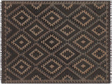 handmade Geometric Kilim Brown Blue Hand-Woven RECTANGLE 100% WOOL area rug 5x6