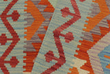 handmade Geometric Kilim, New arrival Rust Blue Hand-Woven RUNNER 100% WOOL area rug 3' x 10'