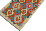 handmade Geometric Kilim, New arrival Rust Beige Hand-Woven RUNNER 100% WOOL area rug 3' x 6'
