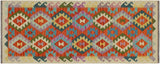 handmade Geometric Kilim, New arrival Rust Beige Hand-Woven RUNNER 100% WOOL area rug 3' x 6'