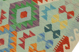handmade Geometric Kilim, New arrival Blue Beige Hand-Woven RUNNER 100% WOOL area rug 3' x 7'