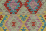handmade Geometric Kilim, New arrival Red Blue Hand-Woven RUNNER 100% WOOL area rug 3' x 6'