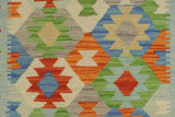 handmade Geometric Kilim, New arrival Rust Blue Hand-Woven RUNNER 100% WOOL area rug 3' x 6'