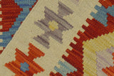 handmade Geometric Kilim, New arrival Rust Beige Hand-Woven RUNNER 100% WOOL area rug 3' x 10'