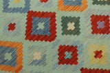 handmade Geometric Kilim, New arrival Blue Rust Hand-Woven RUNNER 100% WOOL area rug 3' x 10'