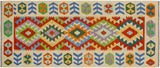 handmade Geometric Kilim, New arrival Rust Beige Hand-Woven RUNNER 100% WOOL area rug 3' x 7'