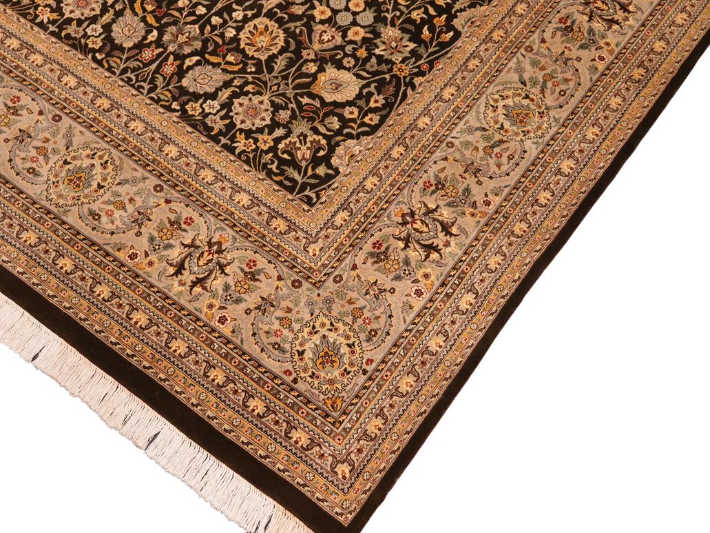 handmade Traditional Tabriz Charcoal Taupe Hand Knotted RECTANGLE 100% WOOL area rug 10x14