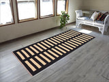 handmade Modern Kilim, New arrival Black Beige Hand-Woven RUNNER 100% WOOL area rug 3' x 6'
