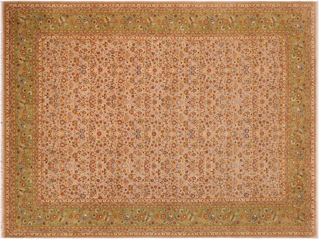 handmade Traditional Veg Dye Lt. Gray Green Hand Knotted RECTANGLE 100% WOOL area rug 10x14
