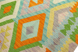 handmade Geometric Kilim, New arrival Blue Orange Hand-Woven RECTANGLE 100% WOOL area rug 4' x 6'