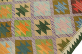 handmade Geometric Kilim, New arrival Purple Green Hand-Woven RECTANGLE 100% WOOL area rug 4' x 5'