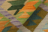handmade Geometric Kilim, New arrival Purple Green Hand-Woven RECTANGLE 100% WOOL area rug 4' x 5'