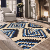 handmade Geometric Kilim, New arrival Beige Blue Hand-Woven RECTANGLE 100% WOOL area rug 6' x 9'