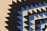 handmade Geometric Kilim, New arrival Beige Blue Hand-Woven RECTANGLE 100% WOOL area rug 6' x 9'