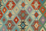handmade Geometric Kilim, New arrival Rust Blue Hand-Woven RECTANGLE 100% WOOL area rug 8' x 10'