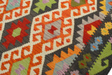 handmade Geometric Kilim, New arrival Rust Charcoal Hand-Woven RECTANGLE 100% WOOL area rug 5' x 6'