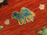 handmade Modern Moroccan Rust Blue Hand-Woven RECTANGLE 100% WOOL area rug 7 x 10