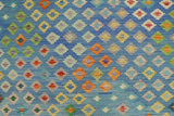 handmade Geometric Kilim, New arrival Blue Red Hand-Woven RECTANGLE 100% WOOL area rug 8' x 10'