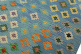 handmade Geometric Kilim, New arrival Blue Red Hand-Woven RECTANGLE 100% WOOL area rug 8' x 10'