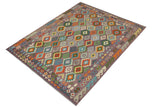 handmade Geometric Kilim, New arrival Purple Blue Hand-Woven RECTANGLE 100% WOOL area rug 8' x 10'